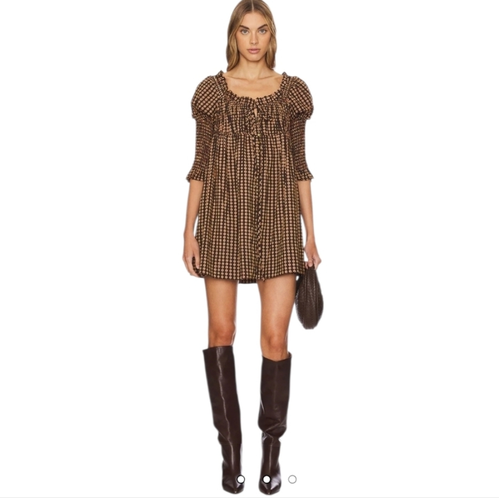 NWT! Revolve Free People Dress Star Dip Mini Black Combo Women's Small Dress NEW - Picture 3 of 16